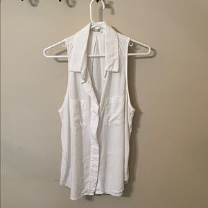 Bella Dahl White Sleeveless Button-Down Shirt